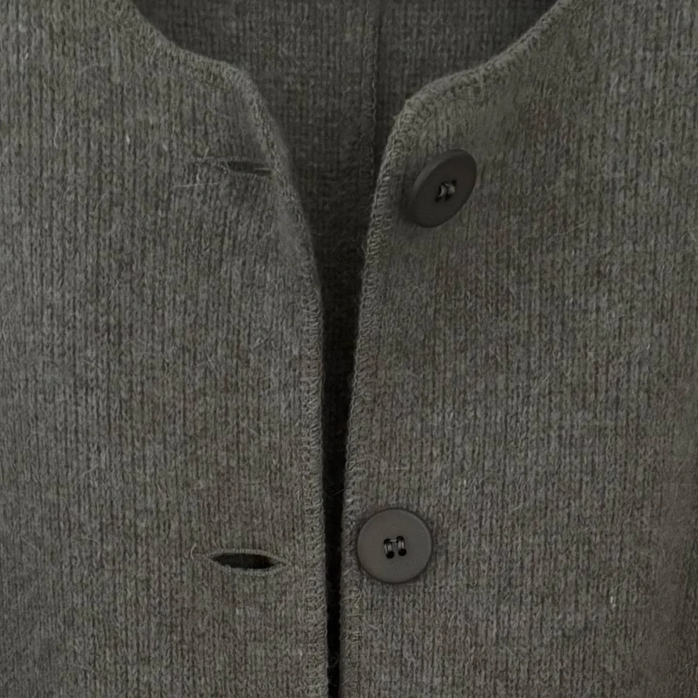 Rodier France Wool Angora Long Cardigan Jacket Green Grey S/M Relaxed Fit - Picture 8 of 12